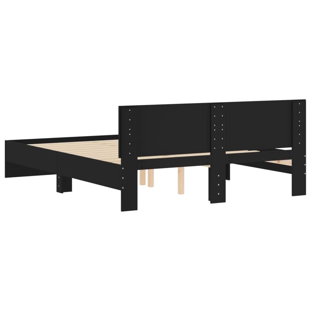 Bedframe met hoofdeinde zwart 150x200 cm