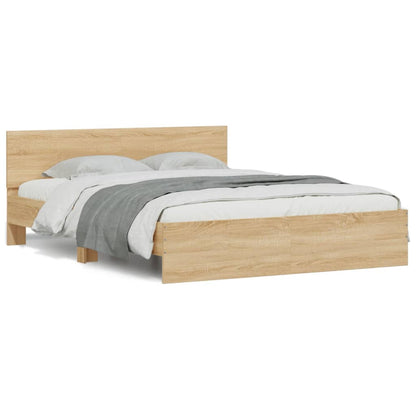 Bedframe met hoofdeinde sonoma eikenkleurig 150x200 cm