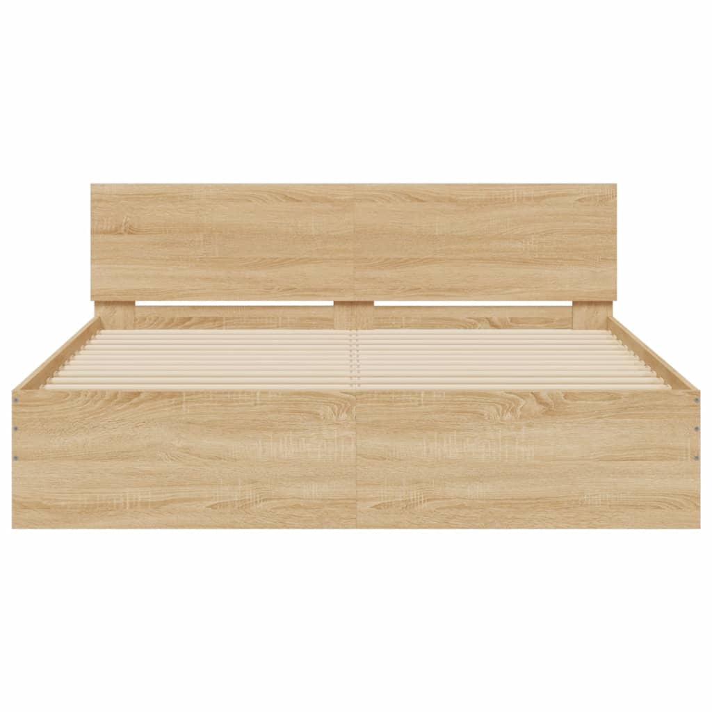 Bedframe met hoofdeinde sonoma eikenkleurig 150x200 cm