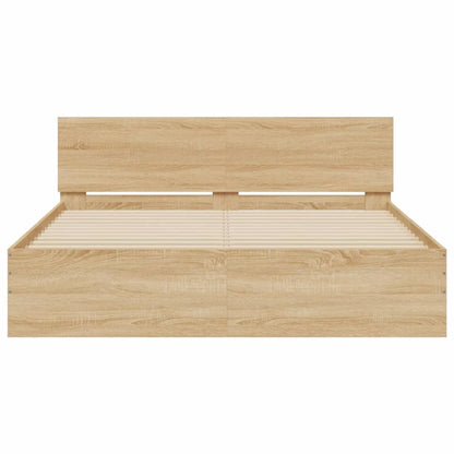 Bedframe met hoofdeinde sonoma eikenkleurig 150x200 cm