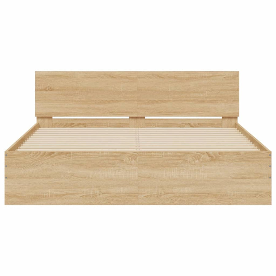 Bedframe met hoofdeinde sonoma eikenkleurig 150x200 cm