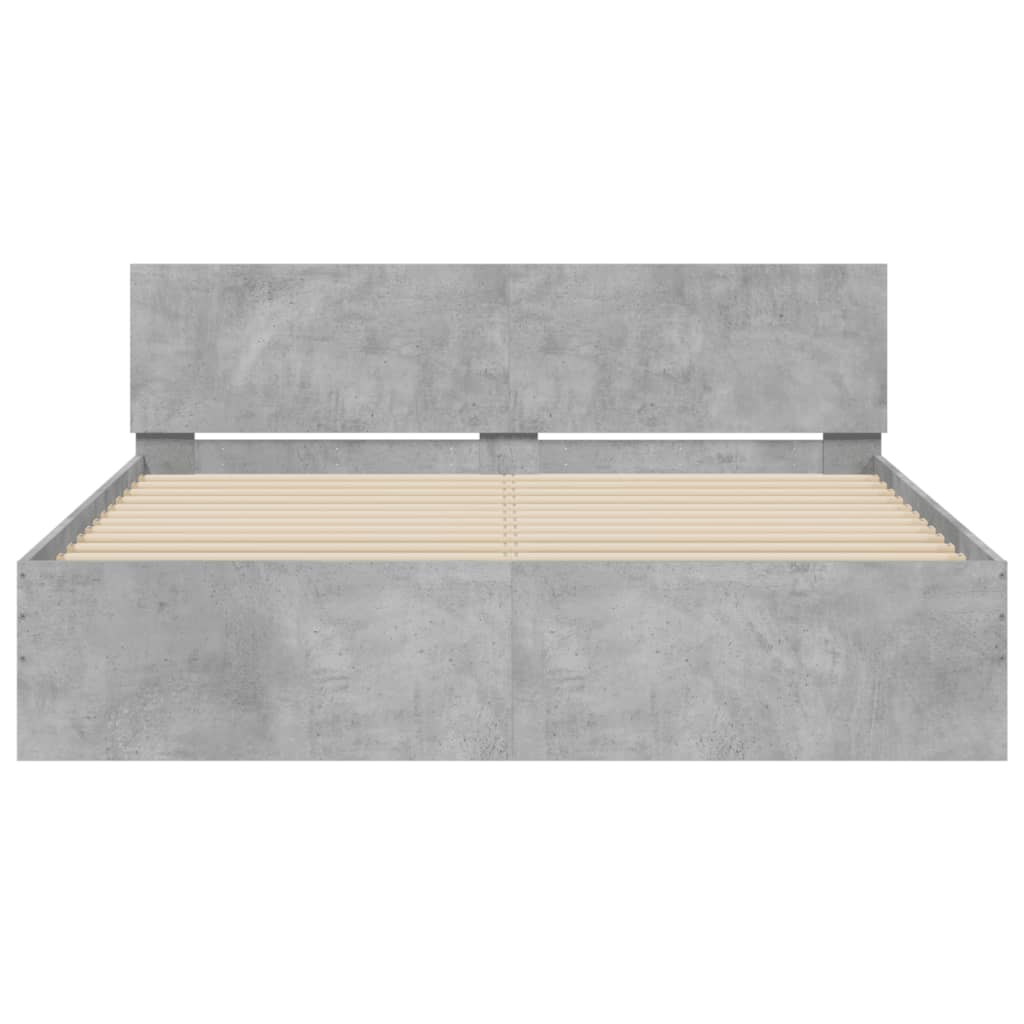 Bedframe met hoofdeinde betongrijs 150x200 cm