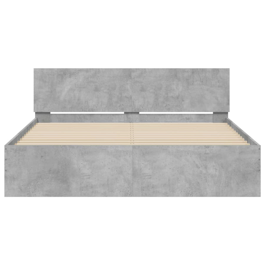 Bedframe met hoofdeinde betongrijs 150x200 cm