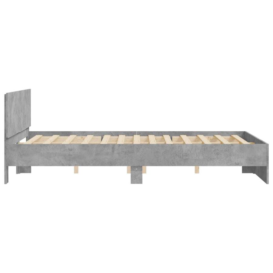 Bedframe met hoofdeinde betongrijs 150x200 cm