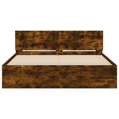 Bedframe met hoofdeinde gerookt eikenkleurig 150x200 cm