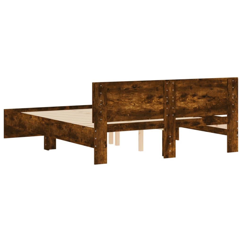 Bedframe met hoofdeinde gerookt eikenkleurig 150x200 cm