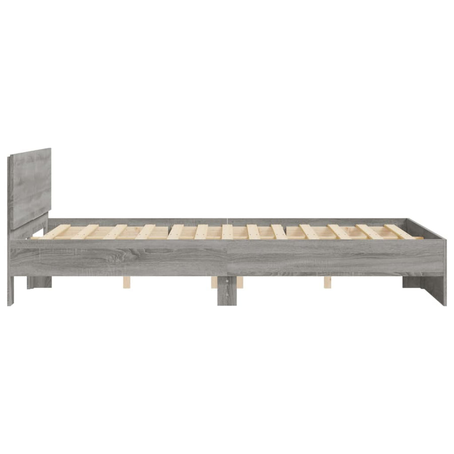 Bedframe met hoofdeinde grijs sonoma eikenkleurig 150x200 cm