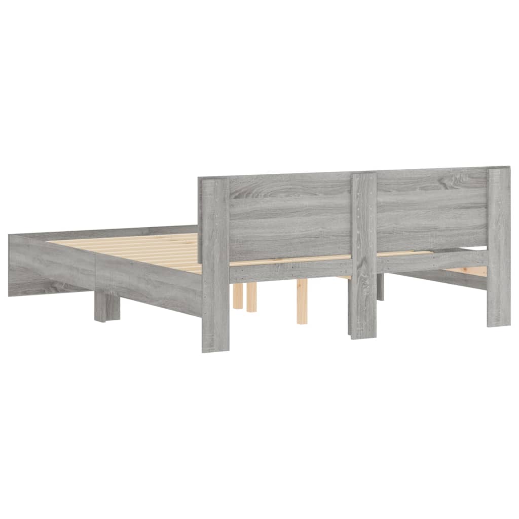 Bedframe met hoofdeinde grijs sonoma eikenkleurig 150x200 cm