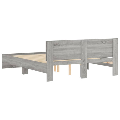Bedframe met hoofdeinde grijs sonoma eikenkleurig 150x200 cm