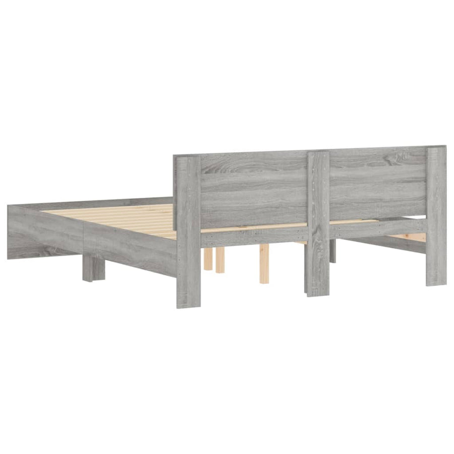 Bedframe met hoofdeinde grijs sonoma eikenkleurig 150x200 cm