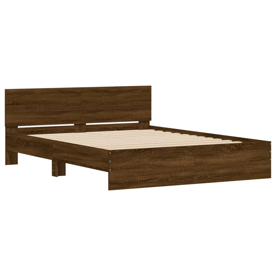 Bedframe met hoofdeinde bruin eikenkleurig 150x200 cm