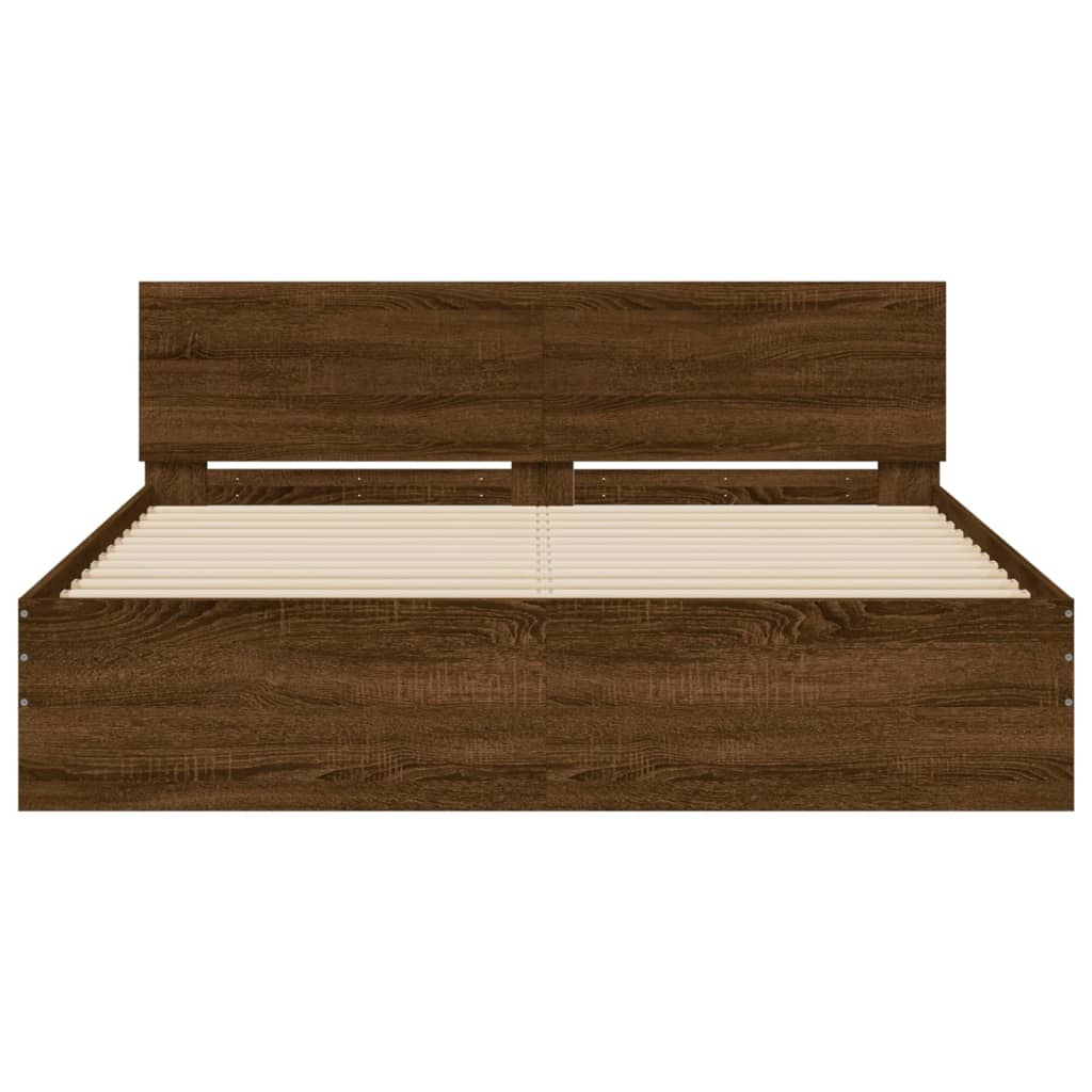 Bedframe met hoofdeinde bruin eikenkleurig 150x200 cm
