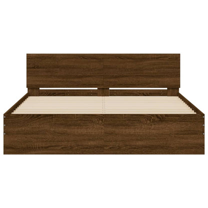 Bedframe met hoofdeinde bruin eikenkleurig 150x200 cm