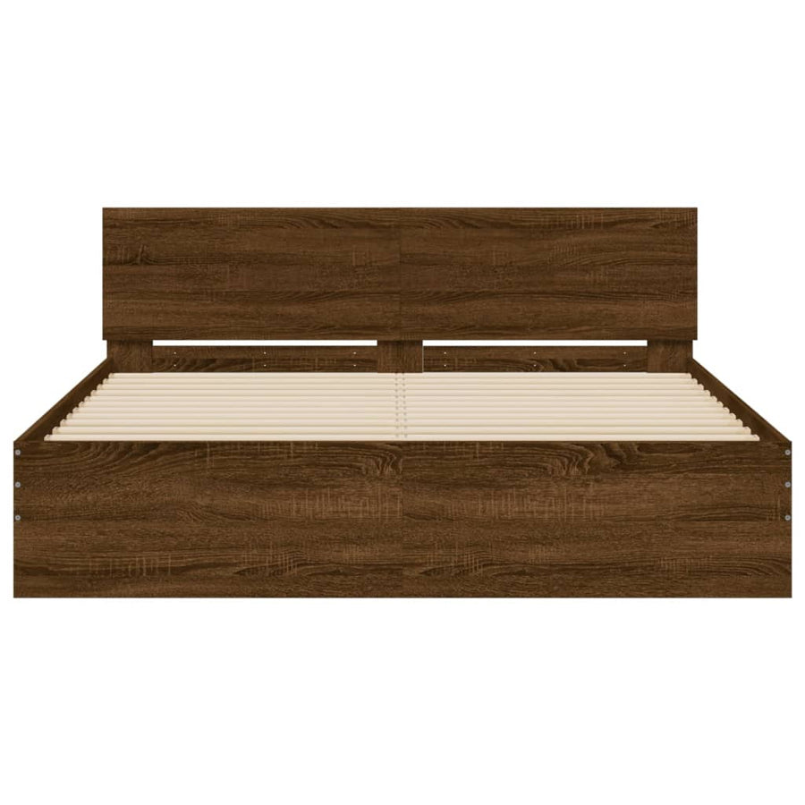 Bedframe met hoofdeinde bruin eikenkleurig 150x200 cm