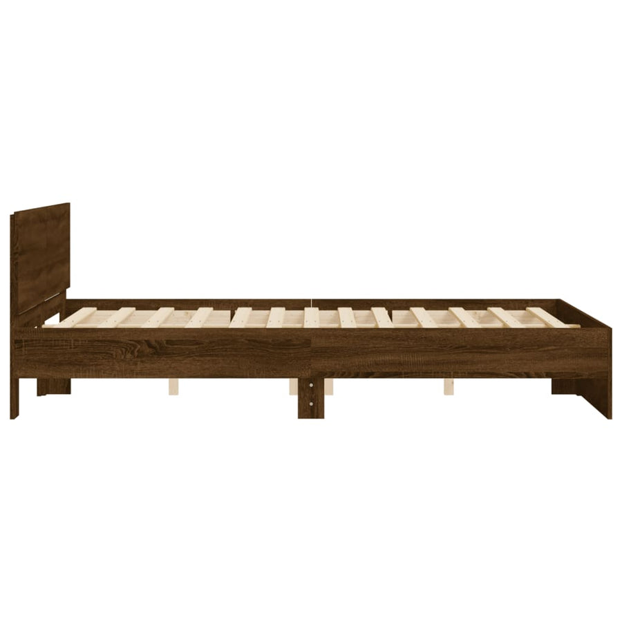 Bedframe met hoofdeinde bruin eikenkleurig 150x200 cm