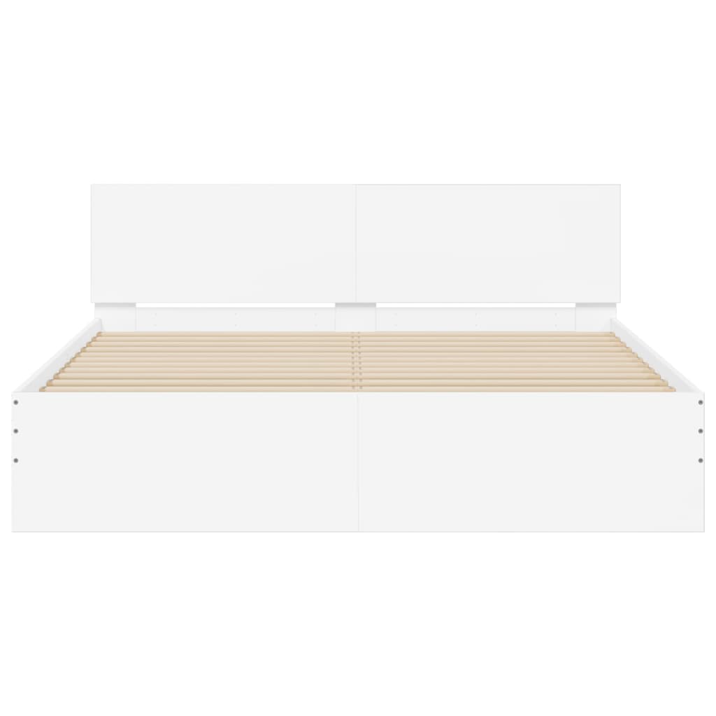 Bedframe met hoofdeinde wit 140x200 cm