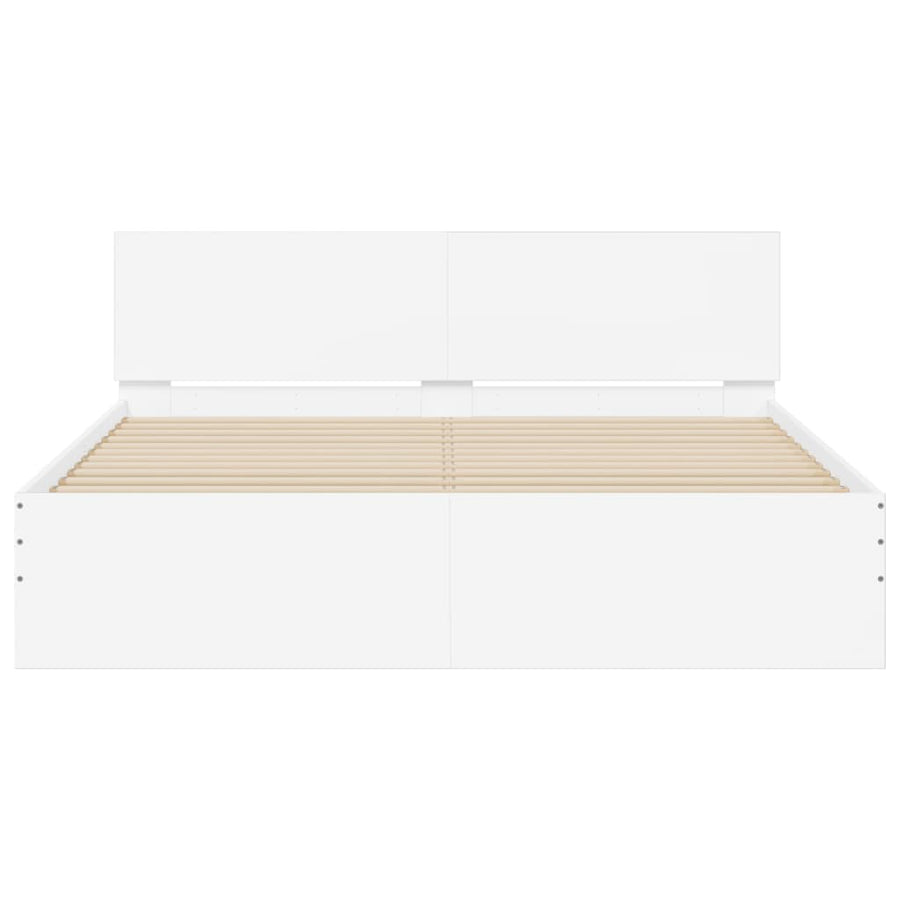 Bedframe met hoofdeinde wit 140x200 cm