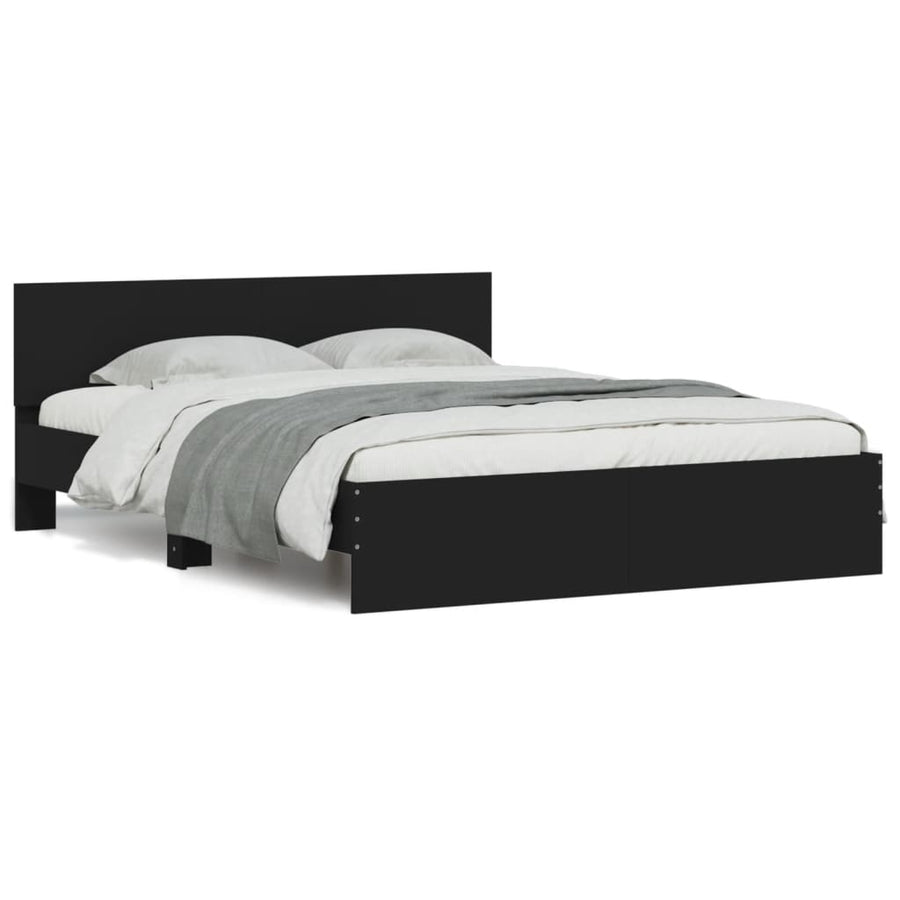 Bedframe met hoofdeinde zwart 140x200 cm