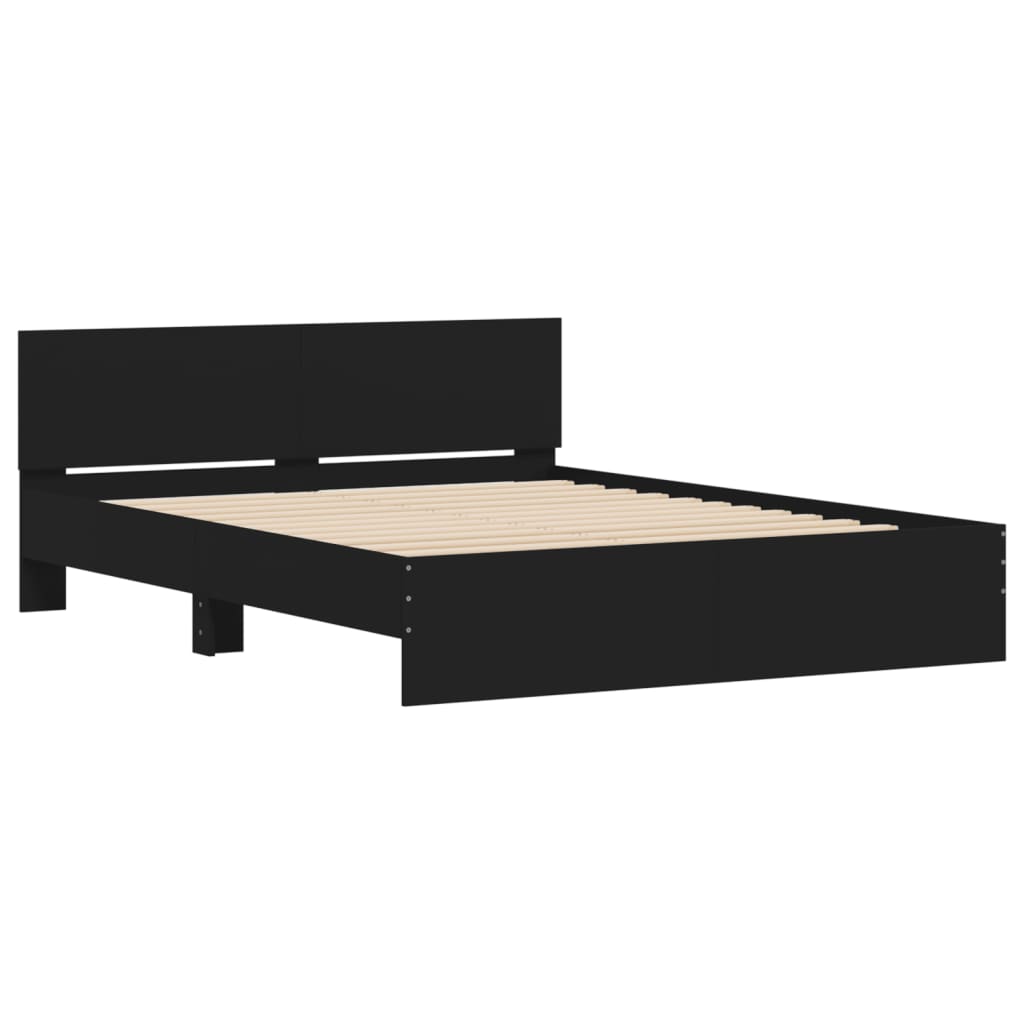 Bedframe met hoofdeinde zwart 140x200 cm