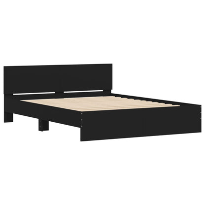 Bedframe met hoofdeinde zwart 140x200 cm