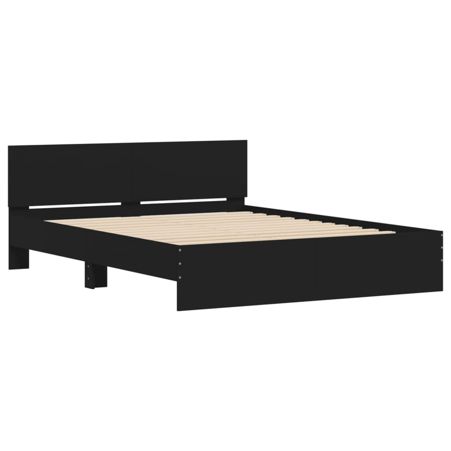 Bedframe met hoofdeinde zwart 140x200 cm