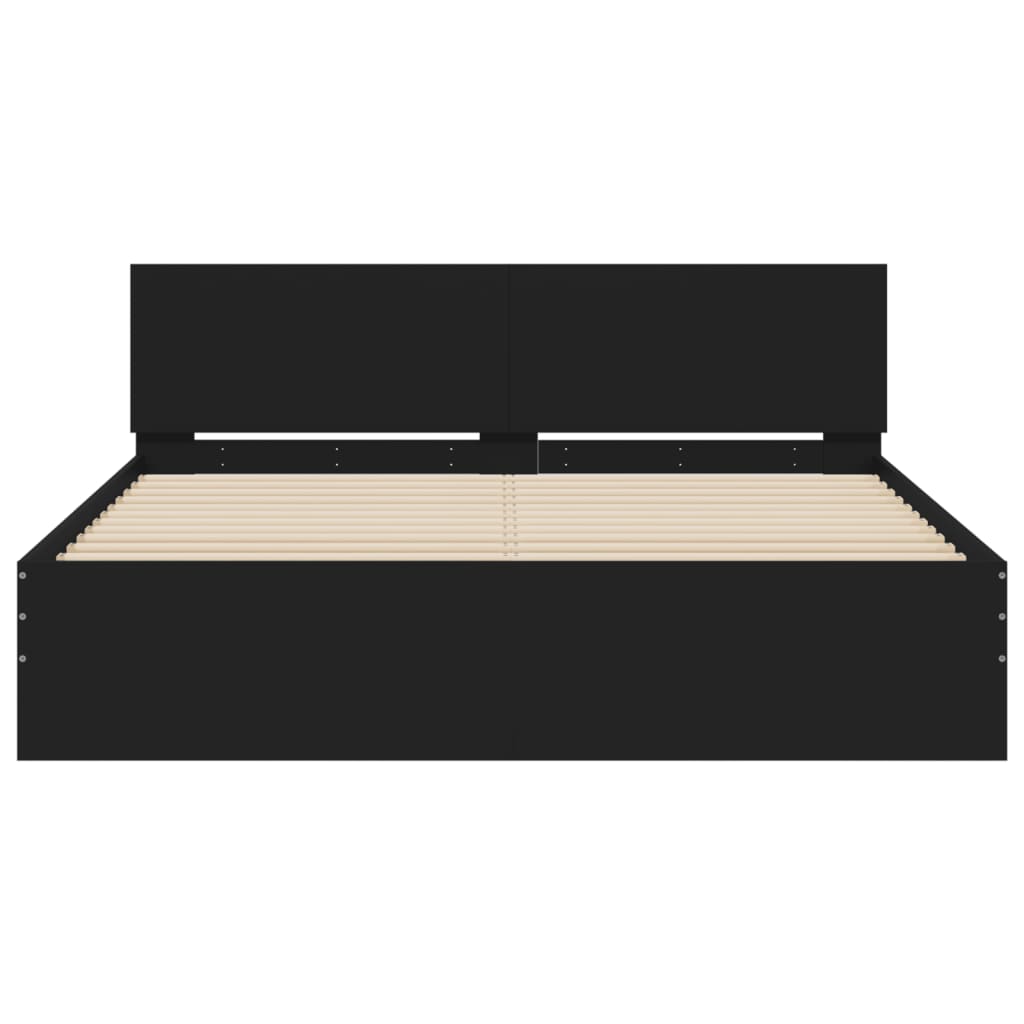 Bedframe met hoofdeinde zwart 140x200 cm