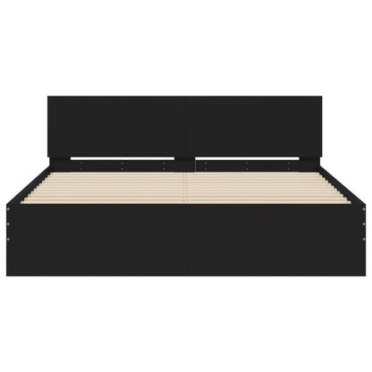 Bedframe met hoofdeinde zwart 140x200 cm