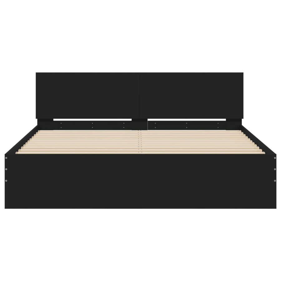 Bedframe met hoofdeinde zwart 140x200 cm