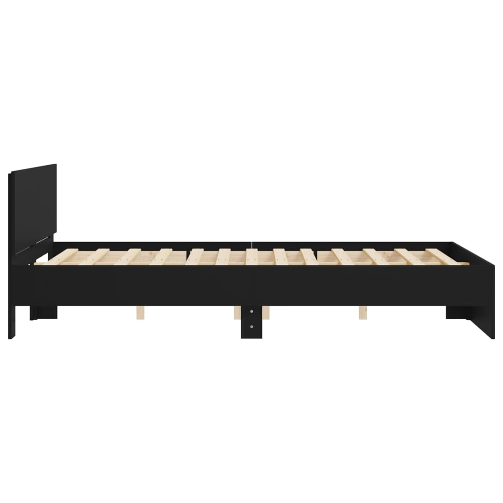 Bedframe met hoofdeinde zwart 140x200 cm