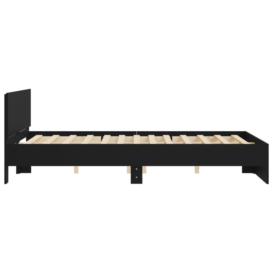 Bedframe met hoofdeinde zwart 140x200 cm