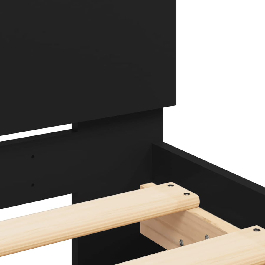 Bedframe met hoofdeinde zwart 140x200 cm