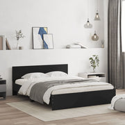 Bedframe met hoofdeinde 140x200 cm zwart bewerkt hout