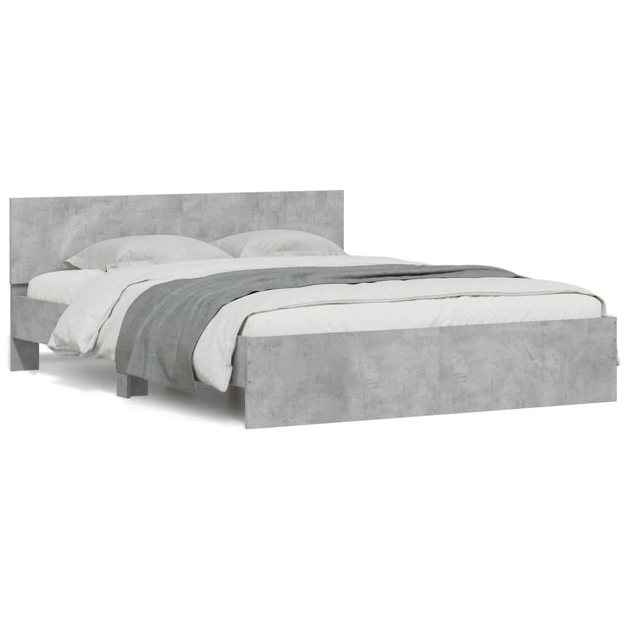 Bedframe met hoofdeinde betongrijs 140x200 cm
