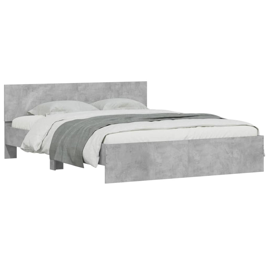 Bedframe met hoofdeinde betongrijs 140x200 cm