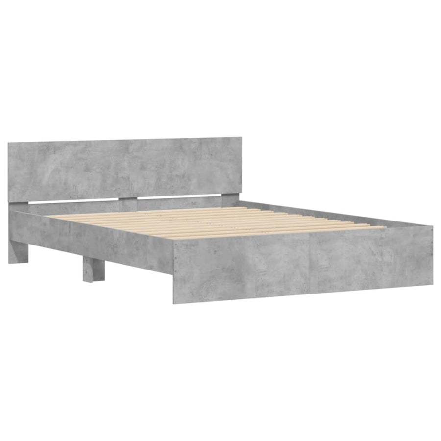 Bedframe met hoofdeinde betongrijs 140x200 cm