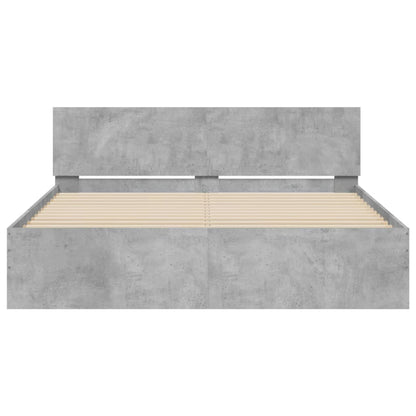 Bedframe met hoofdeinde betongrijs 140x200 cm