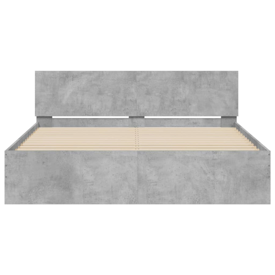 Bedframe met hoofdeinde betongrijs 140x200 cm