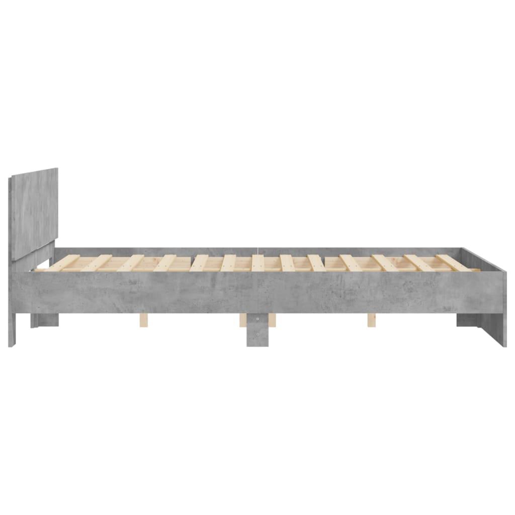 Bedframe met hoofdeinde betongrijs 140x200 cm