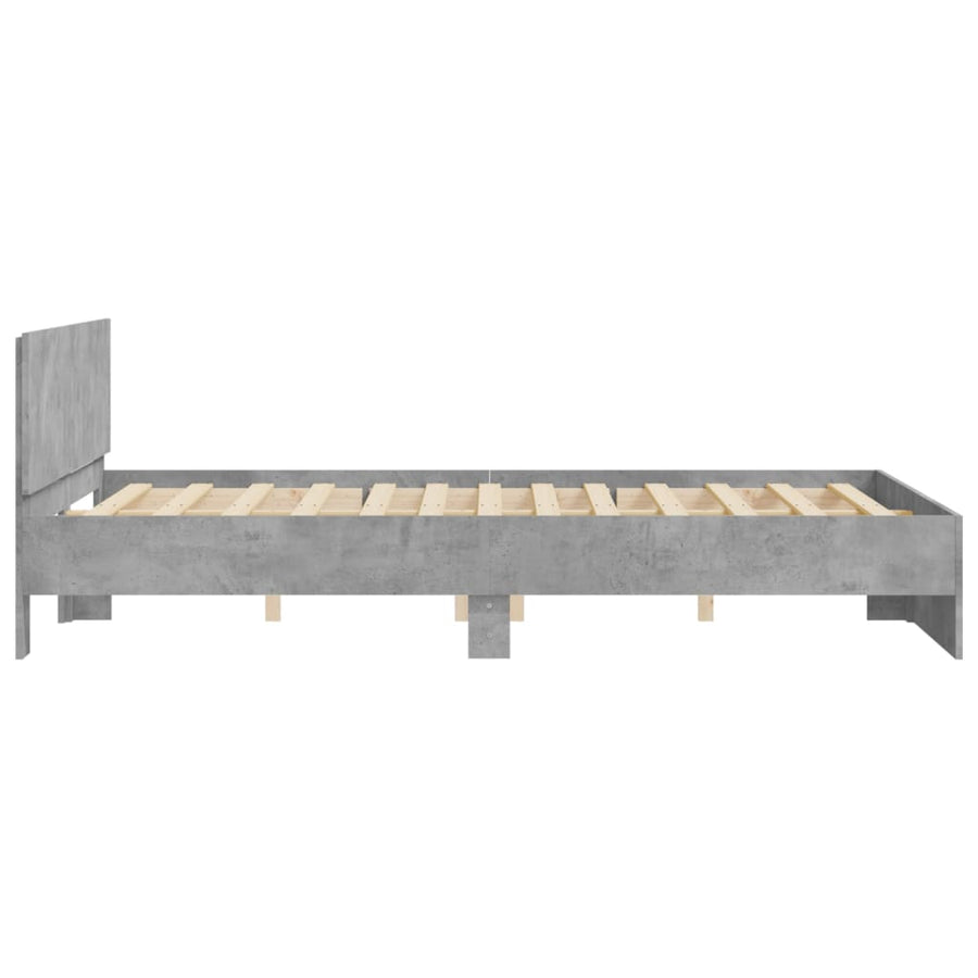 Bedframe met hoofdeinde betongrijs 140x200 cm