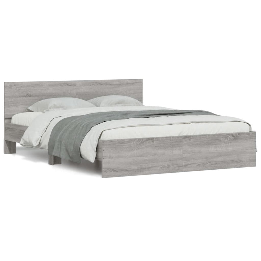 Bedframe met hoofdeinde grijs sonoma eikenkleurig 140x200 cm