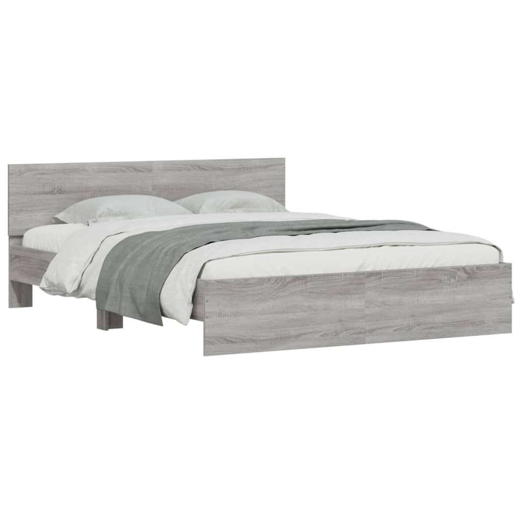 Bedframe met hoofdeinde grijs sonoma eikenkleurig 140x200 cm