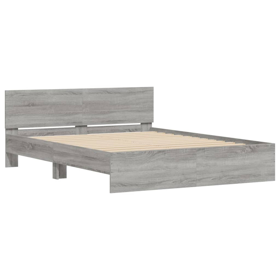 Bedframe met hoofdeinde grijs sonoma eikenkleurig 140x200 cm