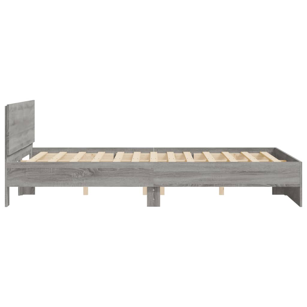 Bedframe met hoofdeinde grijs sonoma eikenkleurig 140x200 cm