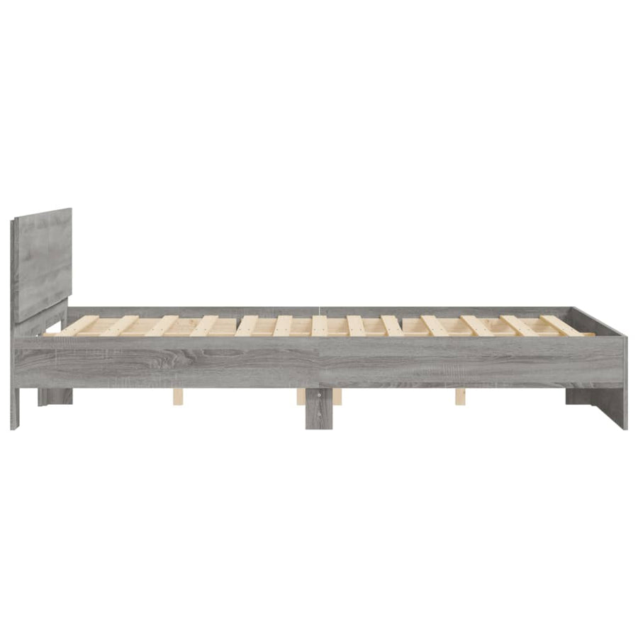 Bedframe met hoofdeinde grijs sonoma eikenkleurig 140x200 cm