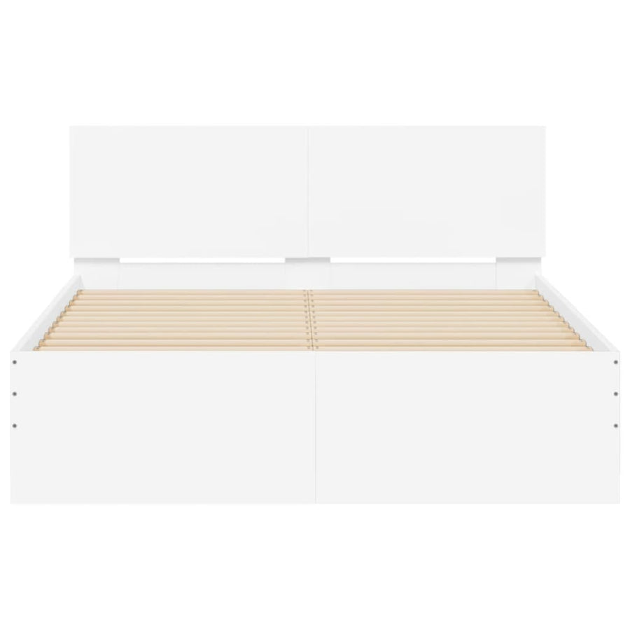 Bedframe met hoofdeinde wit 120x200 cm