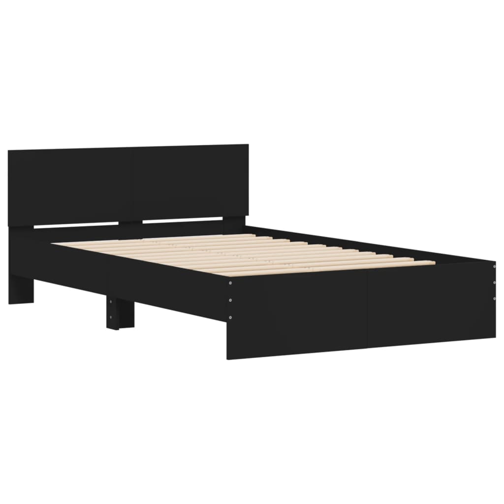 Bedframe met hoofdeinde zwart 120x200 cm