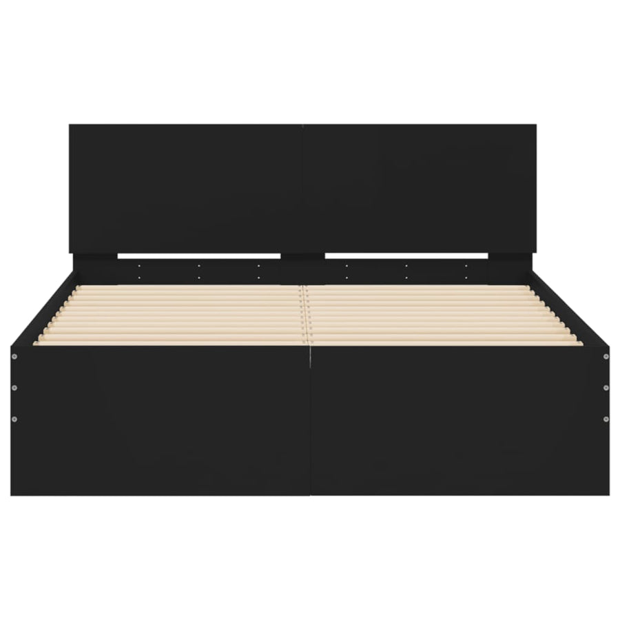 Bedframe met hoofdeinde zwart 120x200 cm