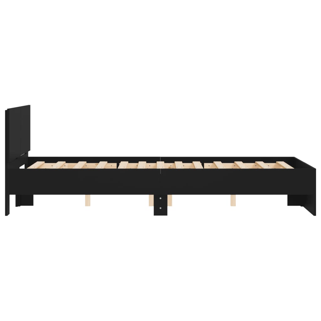 Bedframe met hoofdeinde zwart 120x200 cm