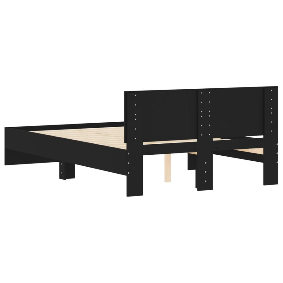 Bedframe met hoofdeinde zwart 120x200 cm
