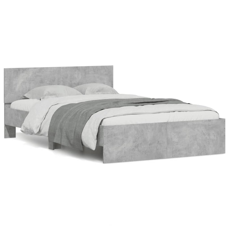 Bedframe met hoofdeinde betongrijs 120x200 cm